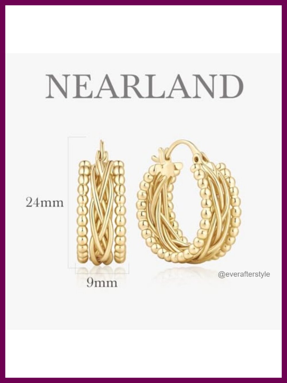 14k Gold Plated Layered Texture Hoop Earrings for Women - Picture 5 of 6